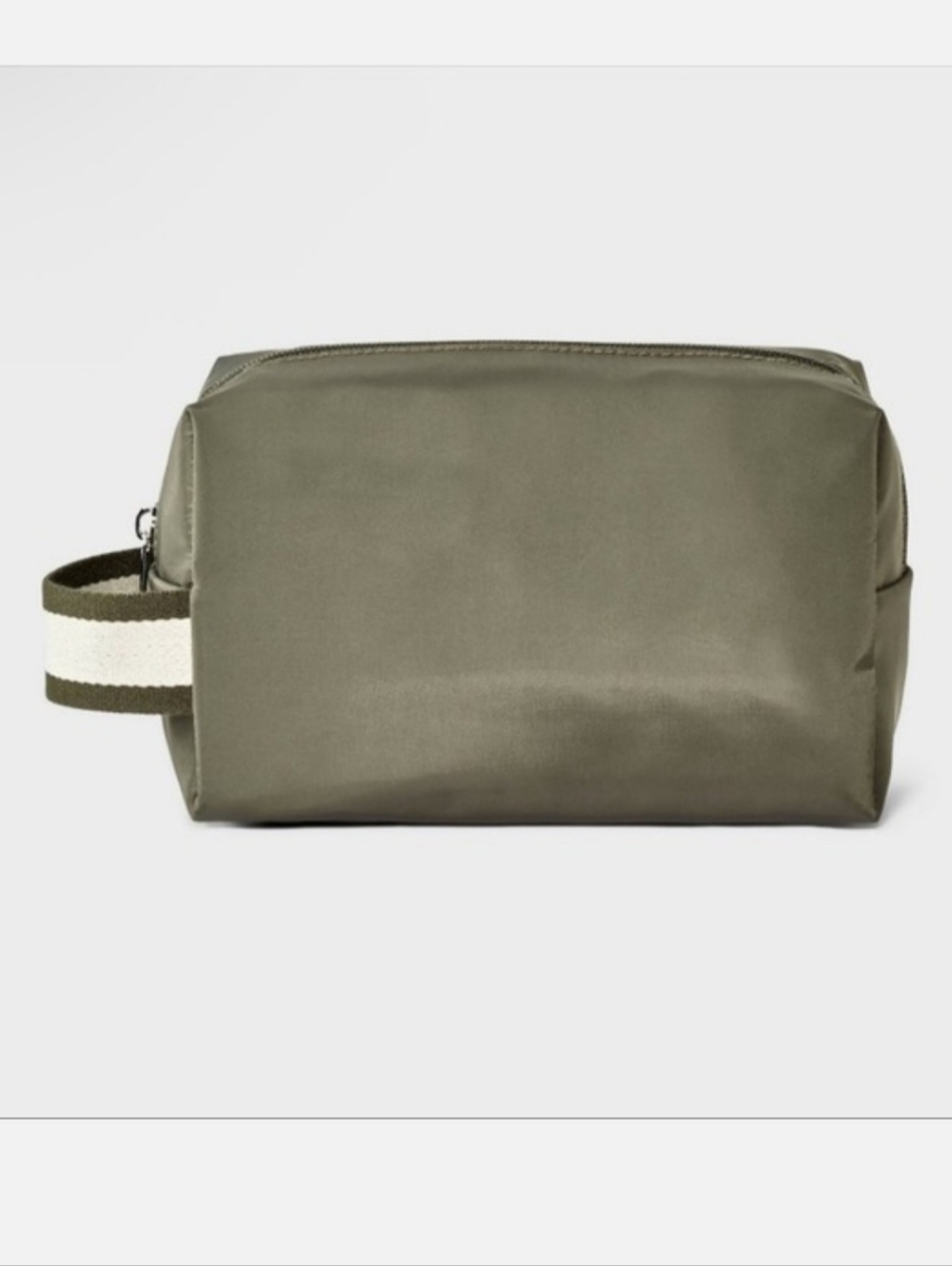 Cosmetics Bag Nylon Olive Green Cube Shape Makeup Storage Travel Pouch Dopp Kit